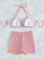 High Waist Bikini 2023 Woman White Swimsuit Women Swimwear with Shorts Bikinis Set Bathing Suits Beachwear Summer Swim Suits