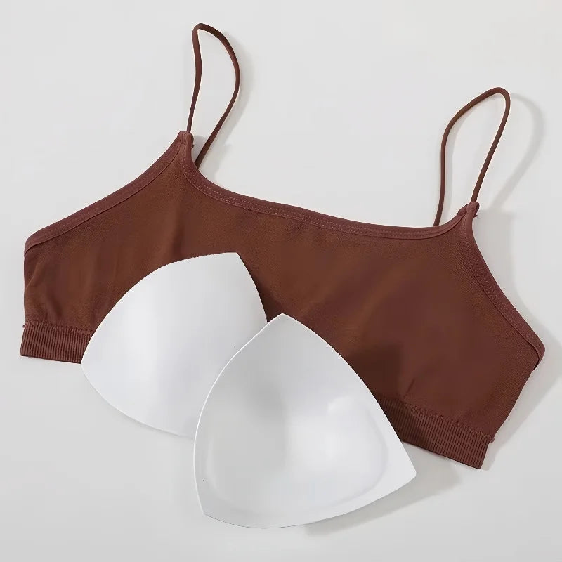 Women Low Back Crop Top Push Up Bras Seamless Underwear Thin Strap Camisole Sexy Lingerie Female Backless Bralette Tanks Top