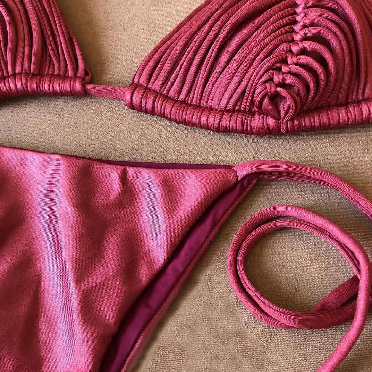 New Bandage Stripes Brazilian Bikini Swimwear Women's Swimsuit Two Piece Set Female Sexy Lace up Mujer Beachwear Summer