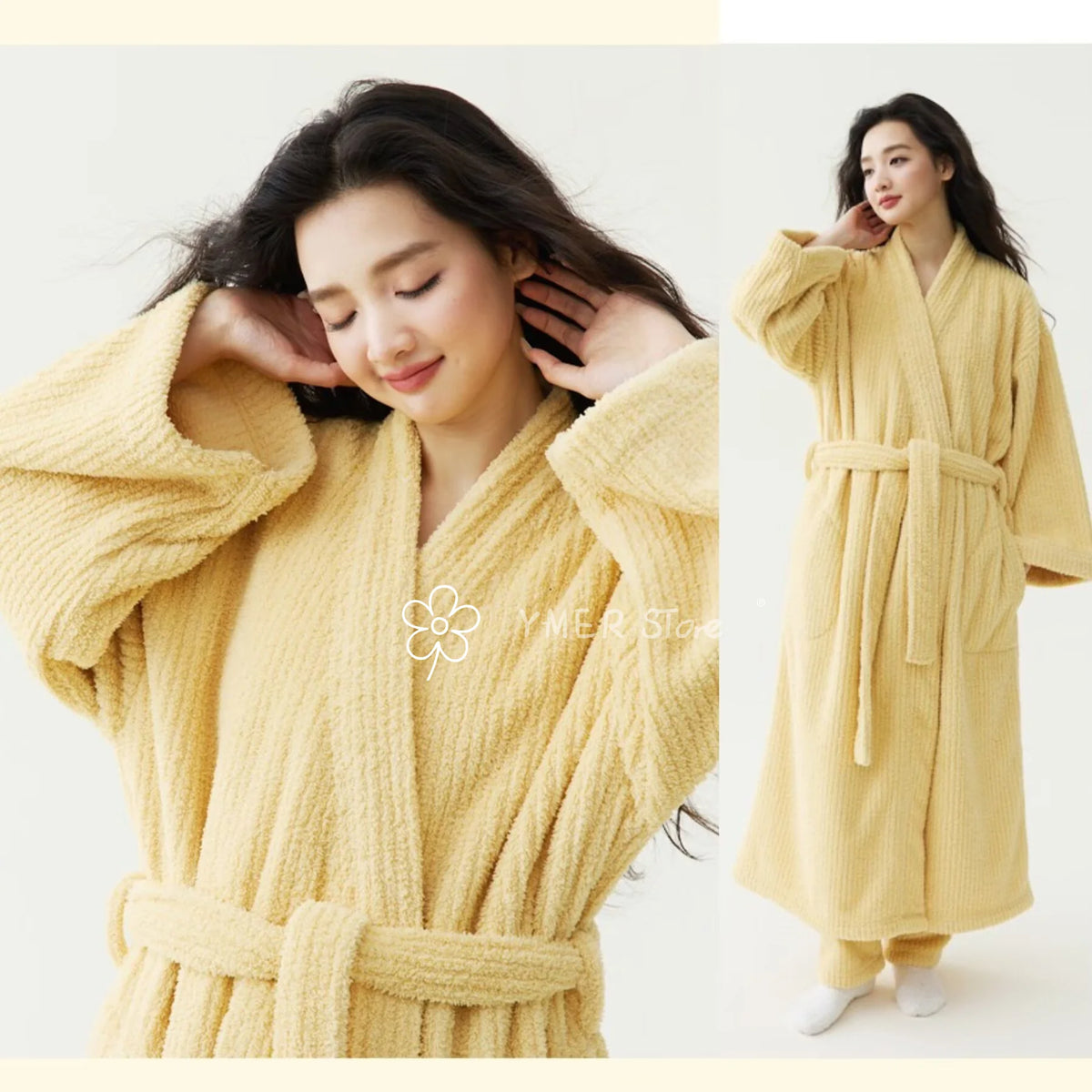Fall Winter Unisex Couple Maxi Long Bathrobe Thick Soft Coral Velvet Beauty Flannel Warm Morning Robe for Men Women Loungewear