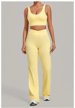 Women's Seamless Yoga Sets Sports Fitness Hip-lifting High Waist Flared Pants Backless Bra Suits Training WorkoutLeggings Sets