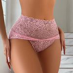 1pcs High-Rise Sexy Lace Briefs Comfortable Stretchy Semi Sheer French-Cut Panties Women's Underwear Breathable Lingerie S-3XL