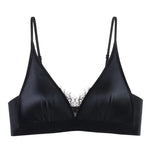French Elegant Bra Lingerie Wirefree Bra Luxury Satin Bralette for Small Chest Summer Thin Lace Bra Elegant Comfort Bralette