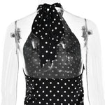 FDYOUI Woman Clothes Halter Sleeveless Polka Dot Satin Short Dress 2026 Summer Sexy Bandage Backless Mini Evening Party Dresses
