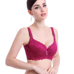 Plus Size Female Lace Bra Thin Bralette 80-105 C/D Cup Push Up Brassiere Widening Side 4-Row Button Bras Absorbs Sweat Underwear
