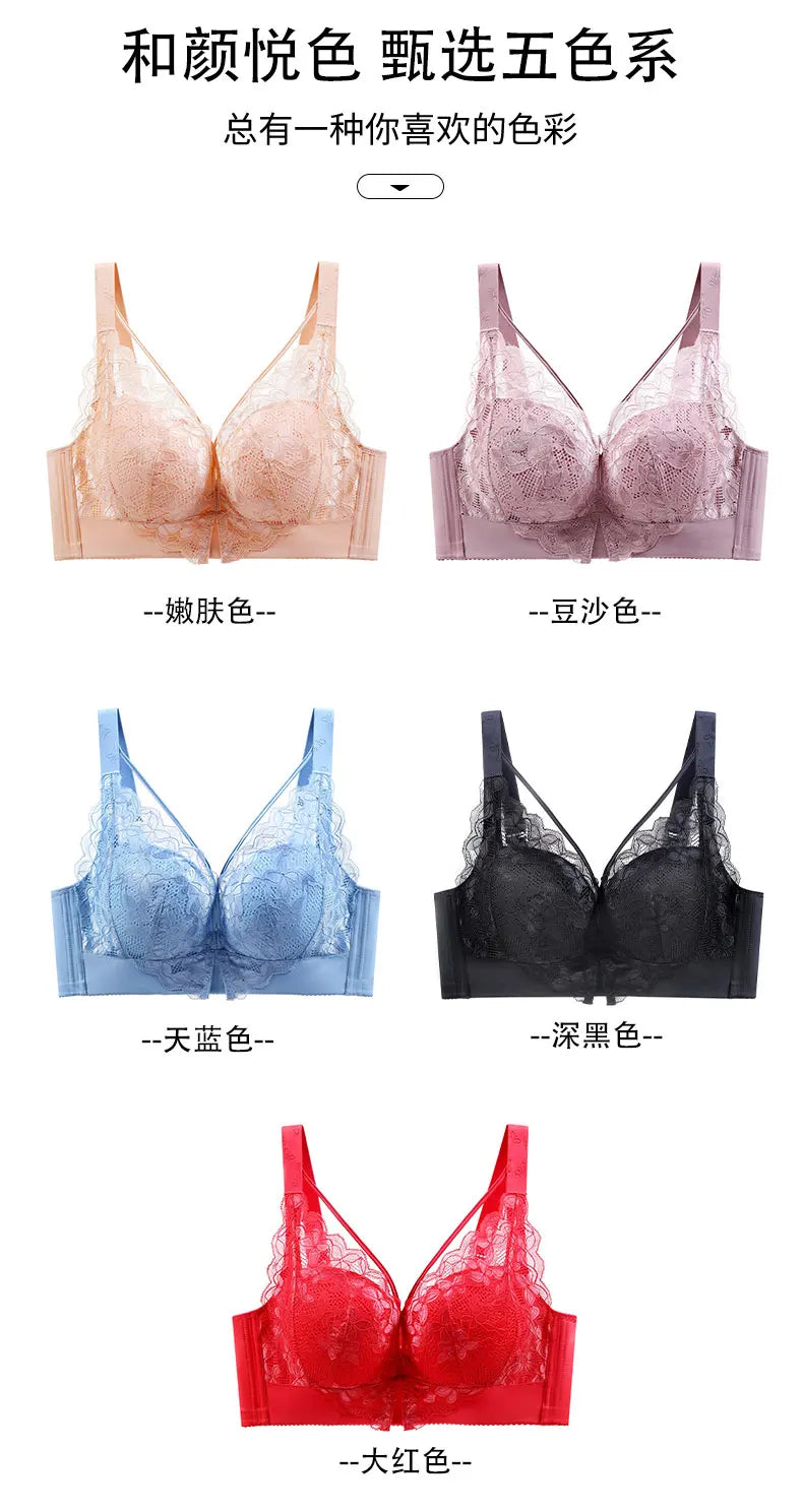 Coverage Lace Bras Plus Size Push Up Bra Sexy Lingerie Women FullWireless Brassiere C D E Cup Push Up Bras for women Bra 52CDE