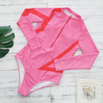 2024 One Piece Surfing Swimsuit Rashguards Women Sexy Swimming Suit Sport Floral Long Sleeves Swimwear Monokini Bathing Suit