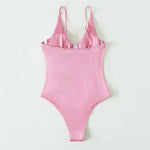 Sexy Pink Push Up Ladies Swimwear One Piece Swimsuit Women 2026 Underwired Bodysuits Bathers High Cut Bathing Swimming Suit Wear