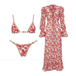 Floral 3Pcs Bikinis Sexy Women Swimsuits Female Push Up Swimwear Micro Bikini Set Bathingsuit Swim Suit Beachwear Print Biquini