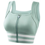 Zipper Front Closure Sports Bra Fitness Crop Tops with Built in Bra Gym Yoga Workout Padded Tank Top Athletic Vest Plus Size