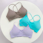 Sexy Soft Fitness Sport Bra Spaghetti Strap Cross Back Hollow Women Top Tight Gym Yoga Underwear Athletic Workout With Chest Pad
