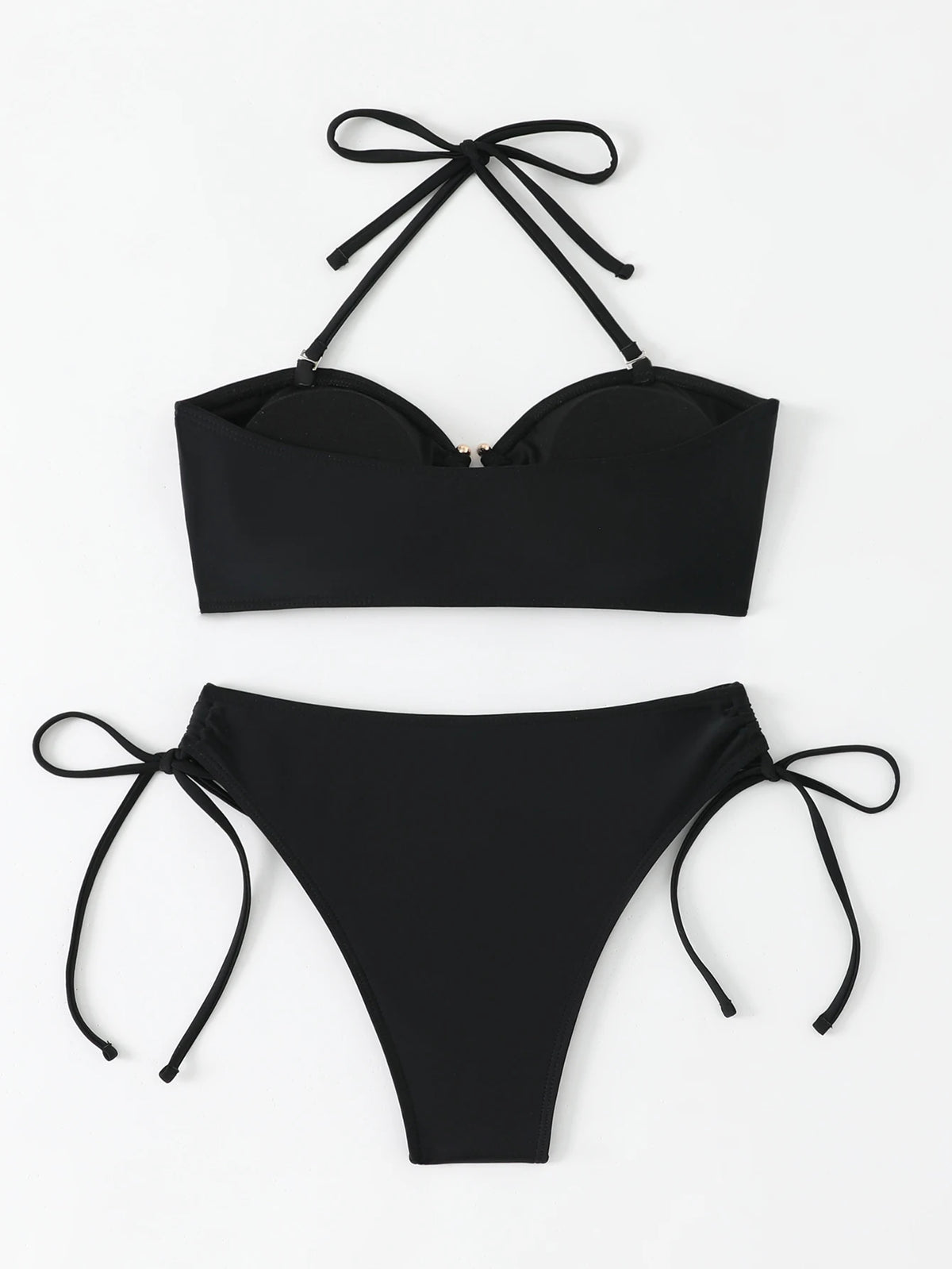 Halter Bandeau Bikinis 2026 Women Sexy Swimsuit Solid Padded High Waist Swimwear Female Bathers Bathing Swimming Swim Suit