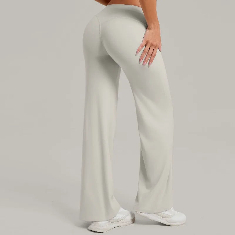 Women's Pilates Straight Yoga Pants Leggings Versatile Loose Wide-Leg Running Sports Fitness Hip-Lifting High Waist Trousers
