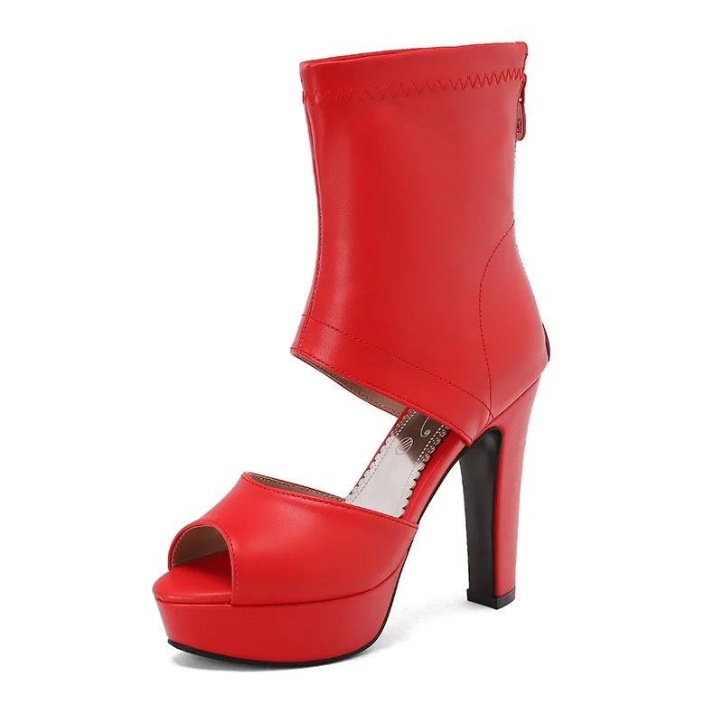 Retro Rome Gladiator Sandals Women Peep Toe Thin High Heels Summer Shoes 2026 Zip Lady Party Nightclub Show Plus Size 43