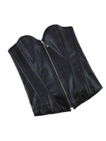 Zipper bone dress sexy chest support abdomen corset European and American court body shaping PU smooth tight bodice