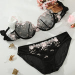 MOYISU Pure Sexy French Ultra-thin Underwire Large Size Bra Set Fat Mm Big Chest Small D Cup Bra Thin Lace Underwear Women