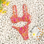 New Printed Bathing Suit Women Two-piece Backless Swimwear Sexy Beach Fashion Thongs Summer New Female Split Swimsuit
