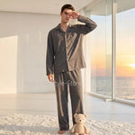 Autumn Winter Solid Color Soft Skin Friendly Fleece Warm Two Piece Homewear Sleepwear Women Dralon Couple Pajamas