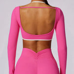 Women's Long Sleeve Top Hollowing Out Yoga Shirts Running T-Shirt Workout Running Fitness Gym Sports Top Training Crop Top