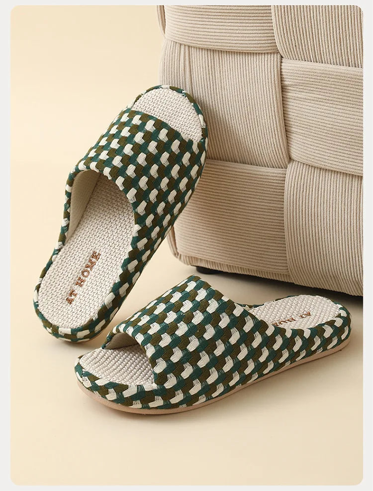 Breathable Cotton Linen Slippers For Women Men Summer Autumn House Shoes Anti-slip Keep Quiet Couples Home Floor Flax Slides