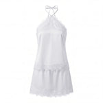 Women's Summer Satin Skirt Outfits Lace Trim Sleeveless Halter Camisole Tops with Mini Skirt 2 Piece Sets Retro Daily Date Wear