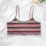 Women Non-wire Bras Female Cotton Bra Tops Striped Crop Top Small Breast Breathable Push Up Bra Comfort Girl Underwear