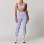 Yoga Set 2PCS Women Tracksuit Nude Feeling Workout Sets Gym Clothes Push Up Fitness Running Sportwear Sport Bra Leggings Suit