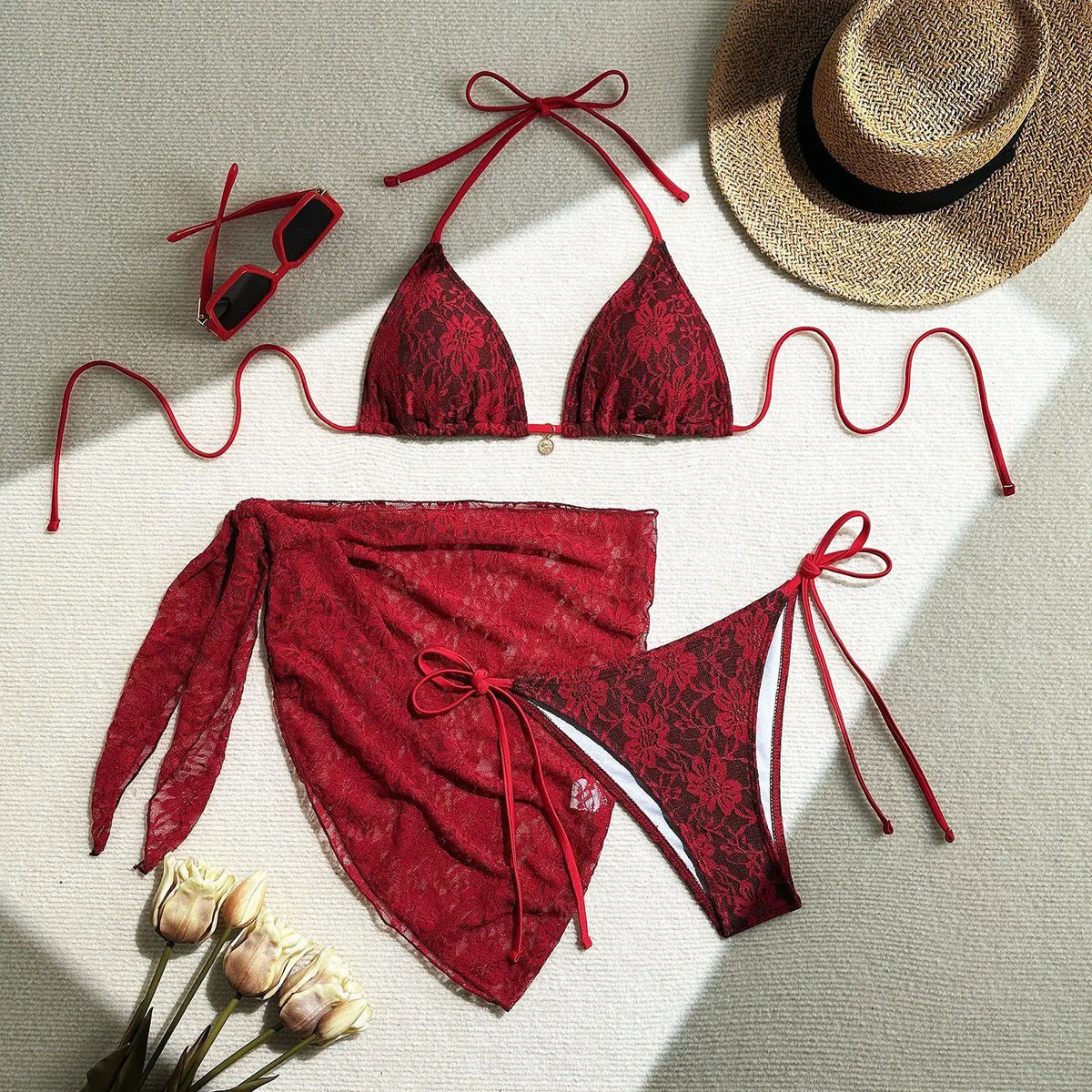 Mesh Sexy Bikinis Female Swimsuits Women Three-Piece Swimwear Beach Swimming Wear Bathing Suits Brazilian Bikini Set Pool Bather