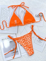 Pink Leopard Print Swimwear String Halter Triangle Bikini Set Micro Thong Sexy Swimsuit Women 2026 Bating Suit Bikinis De Mujer