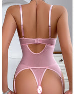 Toucheart Sexy Lingerie Suit for Women Broken Flowers Lingerie Lace Up Hollow Out Sexy Embroidery Sling Underwear Garters Set