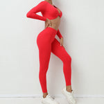 1/2Pcs Pad Long Sleeve Crop Tops Women Gym Yoga Set Sport Gym Scrunch V Back Fitness Leggings Workout Pant Active Suits