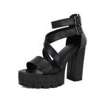 Spring and Summer New Model Fashion Chunky Heel Women's Sandals Open-toe Buckle Platform Sexy Party Women's Shoes High 11cm