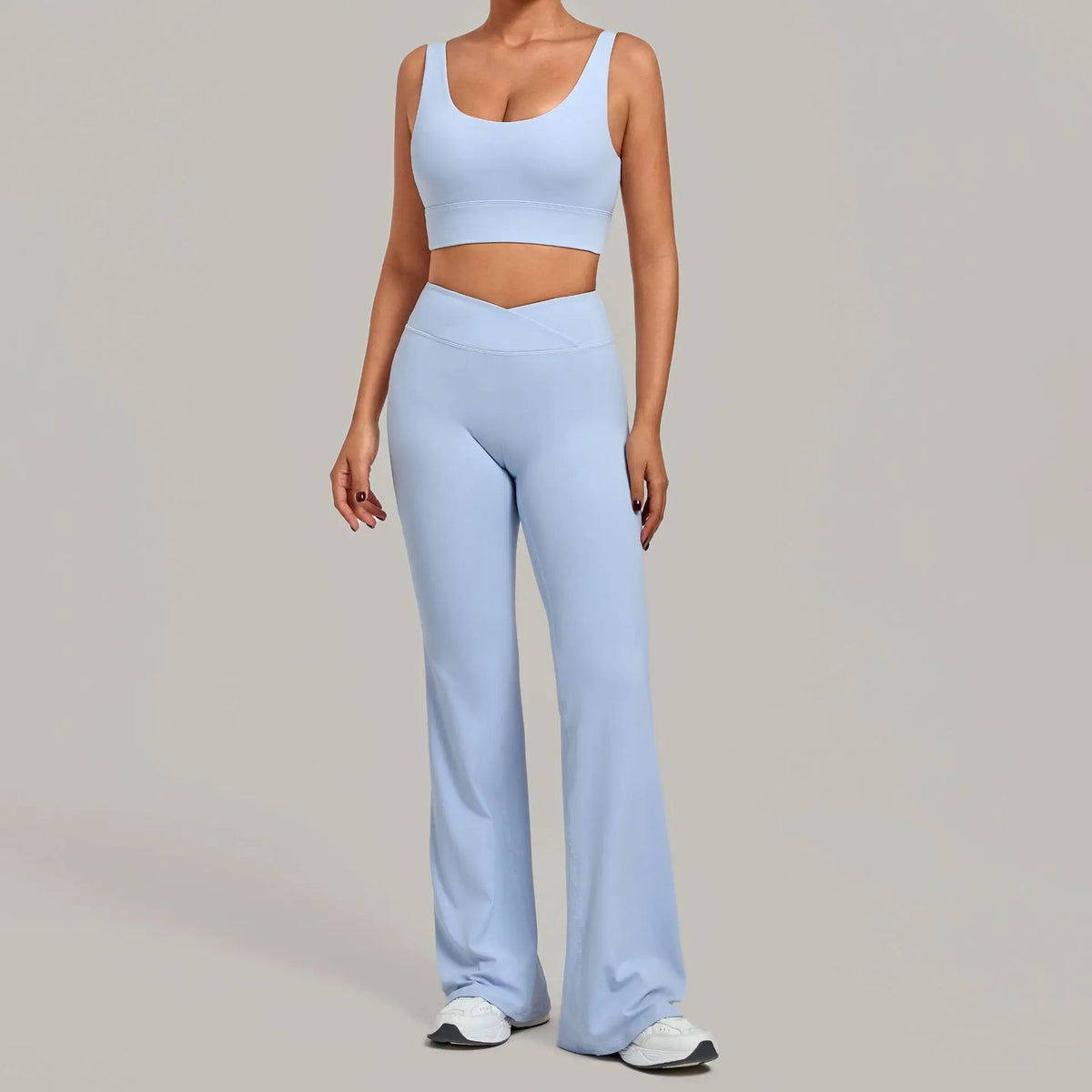 Women's Seamless Yoga Sets Sports Fitness Hip-lifting High Waist Flared Pants Backless Bra Suits Training WorkoutLeggings Sets