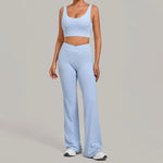 Women's Seamless Yoga Sets Sports Fitness Hip-lifting High Waist Flared Pants Backless Bra Suits Training WorkoutLeggings Sets