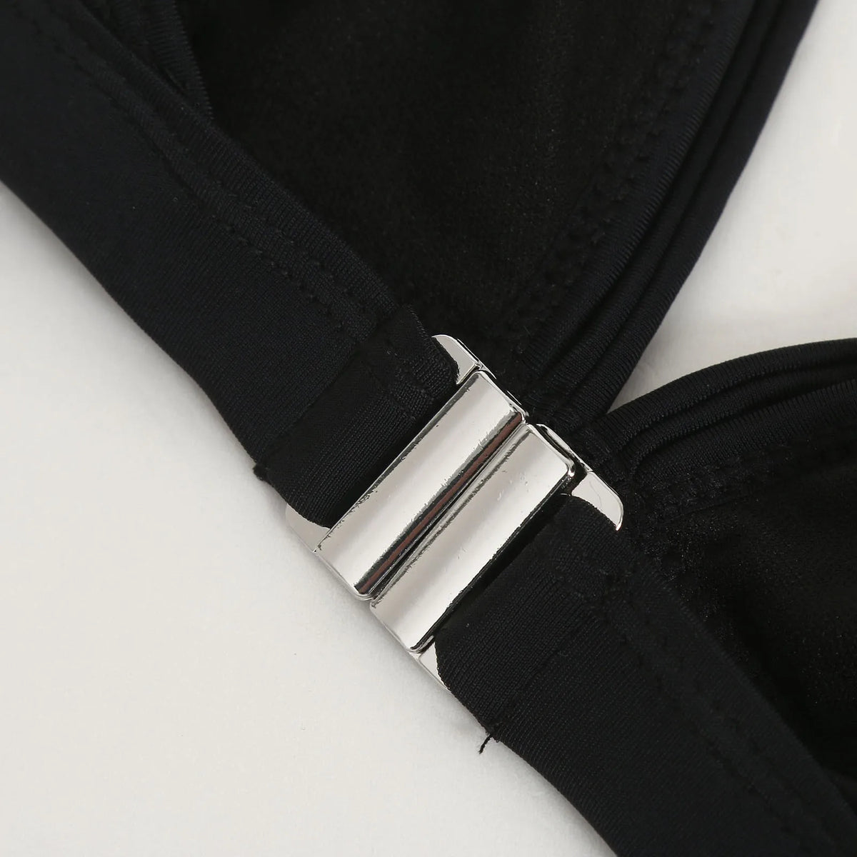 Women's Wire Free V Neck Triangle Bikini Top Black Hollow Out Push Up Bra Sexy Swimsuit Summer Adjustable Straps Bathing Suits