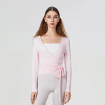 Women’s Spring Summer Cross Wrap Tie Tops Long Sleeve Deep V Neck Solid ColorWorkout Slim Fit Basic T-Shirts