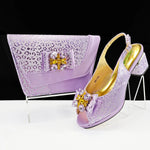 Doershow Italian green Shoes And Bag Sets For Evening Party With Stones Italian Leather Handbags Match Bags!1-1