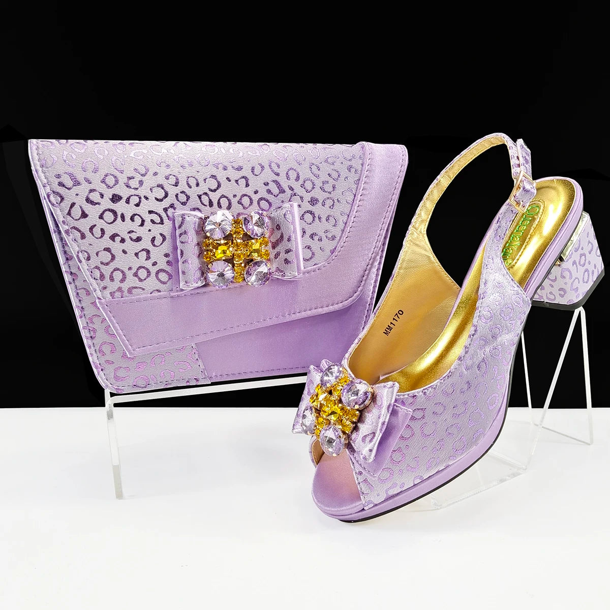 Doershow Italian green Shoes And Bag Sets For Evening Party With Stones Italian Leather Handbags Match Bags!1-1