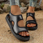 New Fashion Breathable Mesh Round Head Sandals for Women Casual Flat Bottom Roman Style Black Beach Sandalias Femmes