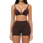 Women 2PCS Yoga Suit Double Strap Shockproof Sports Bra High Waist Tigh Short Fitness Suit Gym Running Leggings Tracksuits