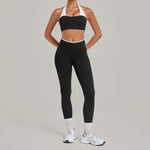 Women's Seamless Yoga Sets Sports Fitness Sleeveless Vest Hip-lifting Slim Fit Pants Suits Workout Gym Training Running Sets