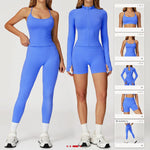 2PCS Yoga Suit Sports Set Women Gym Set Woman Tracksuit Running Workout Long Sleeve Sports Shirt Shorts and bra set Sport Outfit
