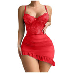 Sexy Transparent Lace Patchwork Pajamas +Thongs Camisola Lingerie Nighty Underwire Bra Set Women's Nightgowns Sexy Nightwear