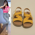 Women Sandals Summer New Solid Color Open Toe Flat Casual Slippers Buckle Fashion Outdoors Beach Sandals Sandalias De Mujer