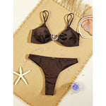 Sexy Wrinkled Brazilian Bikini Female Swimsuit Women Swimwear High Cut Leg Bather Bathing Suit Swim Two-pieces Bikini set K8056