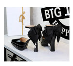 BIGTREE Shoes Women's High Heels Hollow Platform Waterproof Thick Heel Pointed Toe Sandals Match Dress Wedding Shoes Knot
