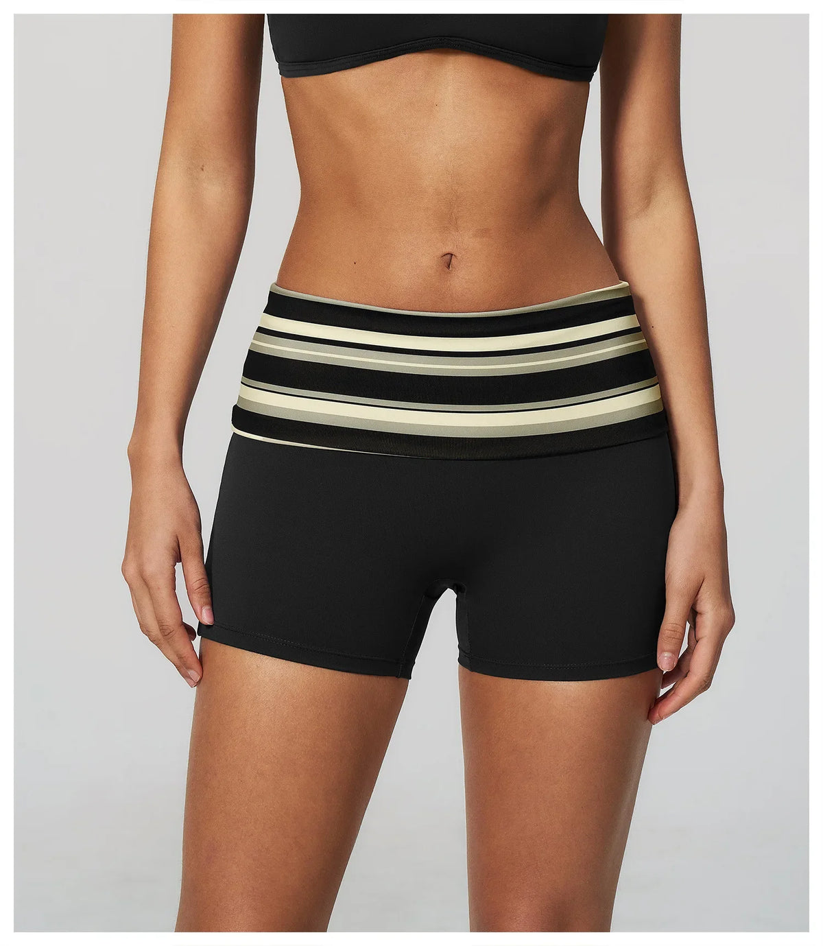 Summer Striped Polka Dot Contrast High Waist Yoga Shorts Hip Lifting Sports Tights Outdoor Workout Fitness Gym Running Pants