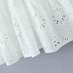 Puff Sleeve Cotton White Lace Dress Women Summer 2025 Square Collar Vintage Beach Short Dress Petite Flower EmbrioderyDress