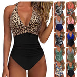 New Print One Piece Swimsuit Women Sexy Pleated Bathing Suit Leopard Printed Bodysuit Bikini Set Summer Fashion New Beachwear