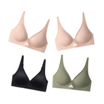 4Pcs/Set Seamless Bras For Women Non-wire Bra Push Up Deep V Underwear Female Invisible Padded Brasiere Sexy Lingerie